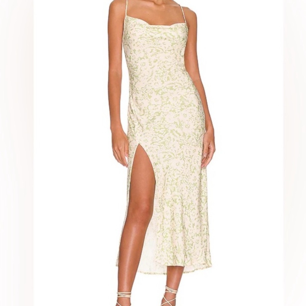 RESA Cream and Green Floral Maxi Dress
